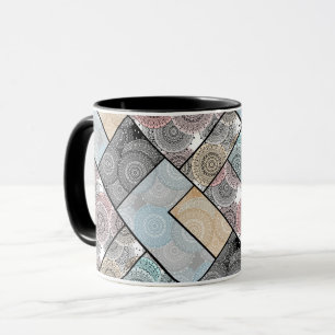 Mug Patchwork quilt céramique cercles mandala pâte