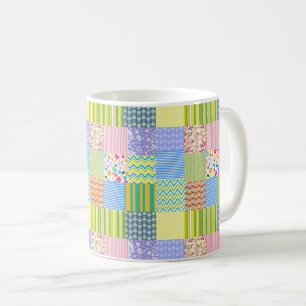 Mug Patchwork Quilt Chevron Stripes Fleurs Pois