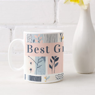 Mug Patchwork rose et marine Meilleure grand-mère