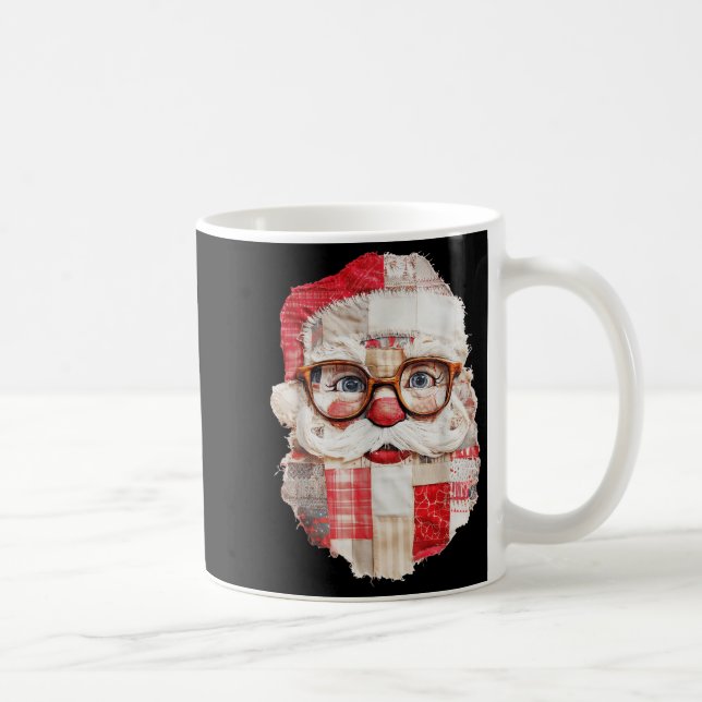 Mug Patchwork Santa Claus Face Preppy Girly Christmas  (Droite)