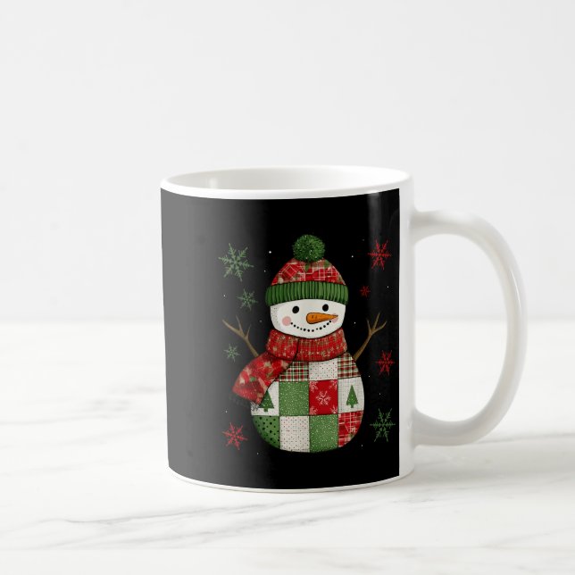Mug Patchwork Snowman Retro Funny Christmas Snowman Ho (Droite)