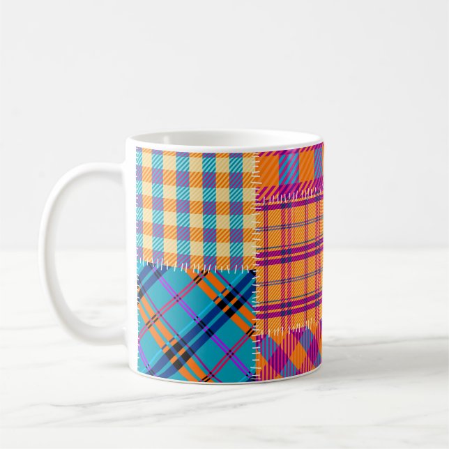 Mug Patchwork textile : motif vintage transparent. (Gauche)