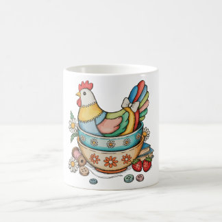Mug Patchwork Vintage Hen Quilted Chicken Thrifty