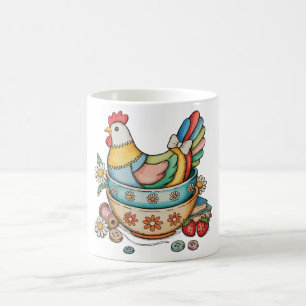 Mug Patchwork Vintage Poule Courtepointée Poulet Écono