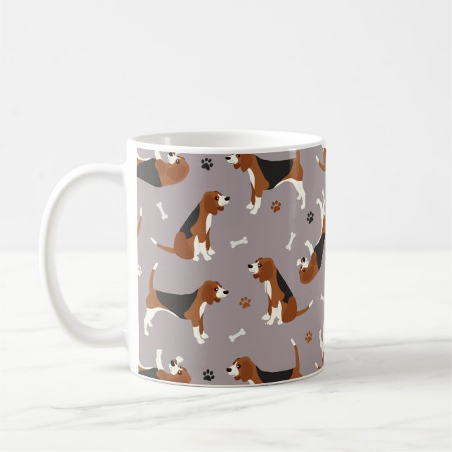 Mug Pâtes et os Beagle mignons Gris (Gauche)