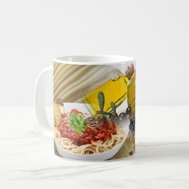 Mug Pâtes Sauce Rouge Huile d'olive Musique (Devant gauche)