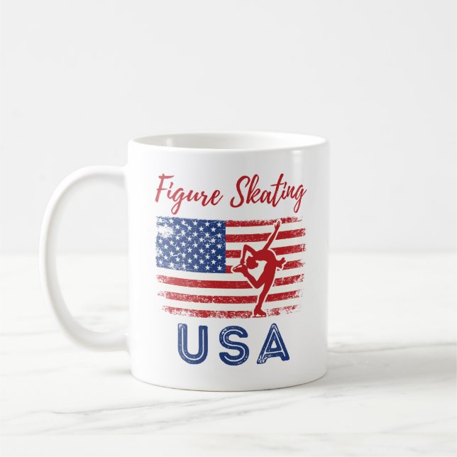 Mug Patinage artistique USA American Flag Ice Skater (Gauche)