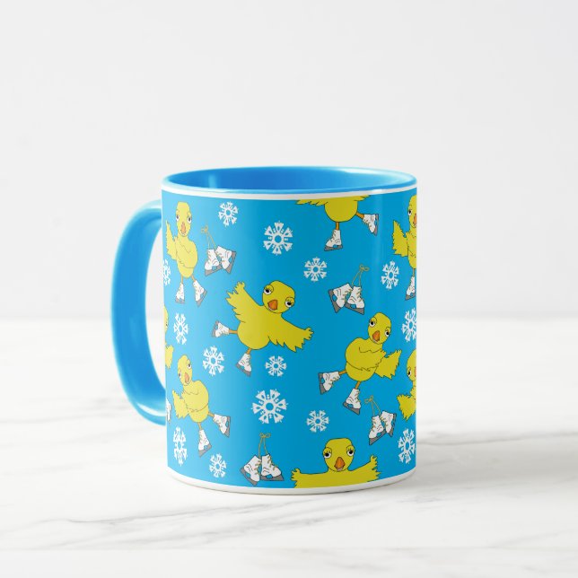 Mug Patinage sur glace Chick Snowflake Motif (Devant gauche)