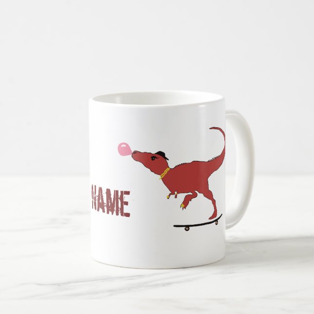 Mug Patineur T-rex (Devant droit)