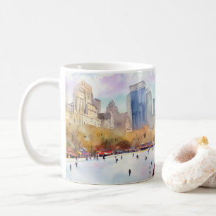 Mug Patinoire Central Park New York aquarelle