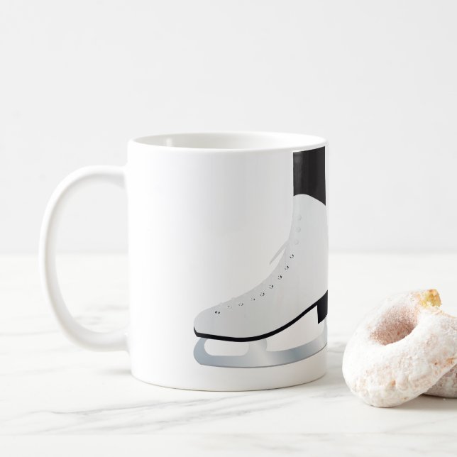 Mug Patins à glace noir blanc, patinage artistique (Avec donut)