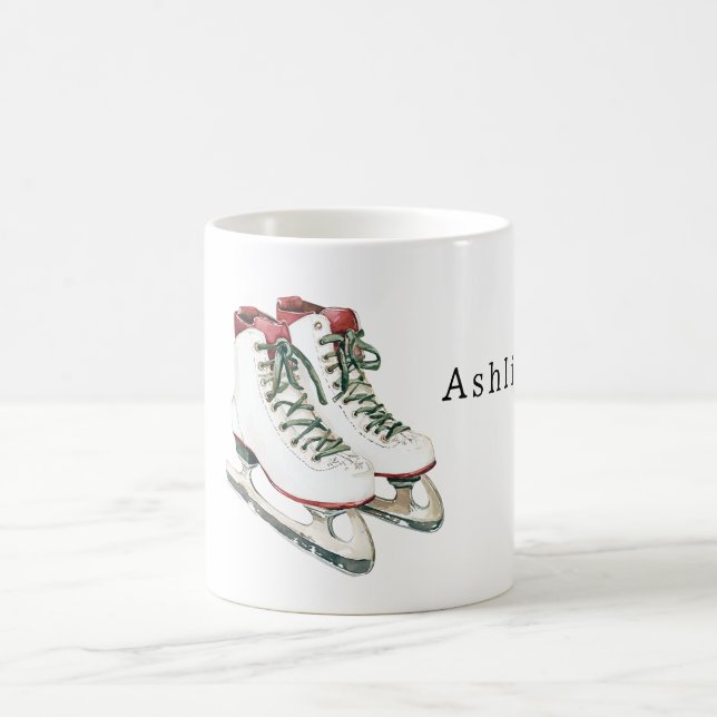 Mug Patins de glace d'hiver Lacets Rouge Blanc Vert (Centre)