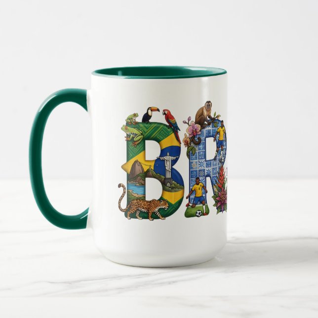 Mug Patrimoine du Brésil, Samba, Forêt tropicale, Foot (Gauche)