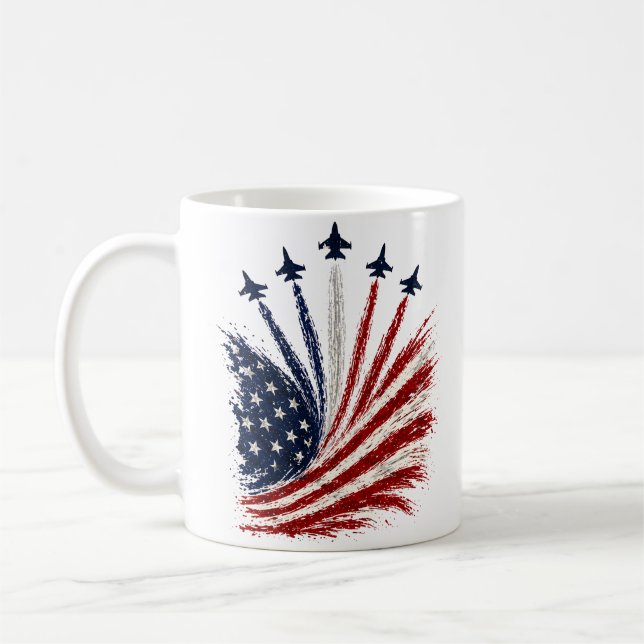 ✈️ Mug Patriote Drapeau Américain Spectacle Aérien (Gauche)