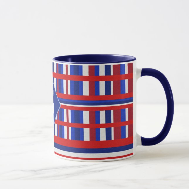 Mug Patriote plaqué monogramme rouge blanc et bleu (Droite)