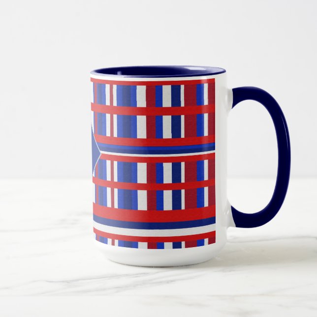 Mug Patriote plaqué monogramme rouge blanc et bleu (Droite)