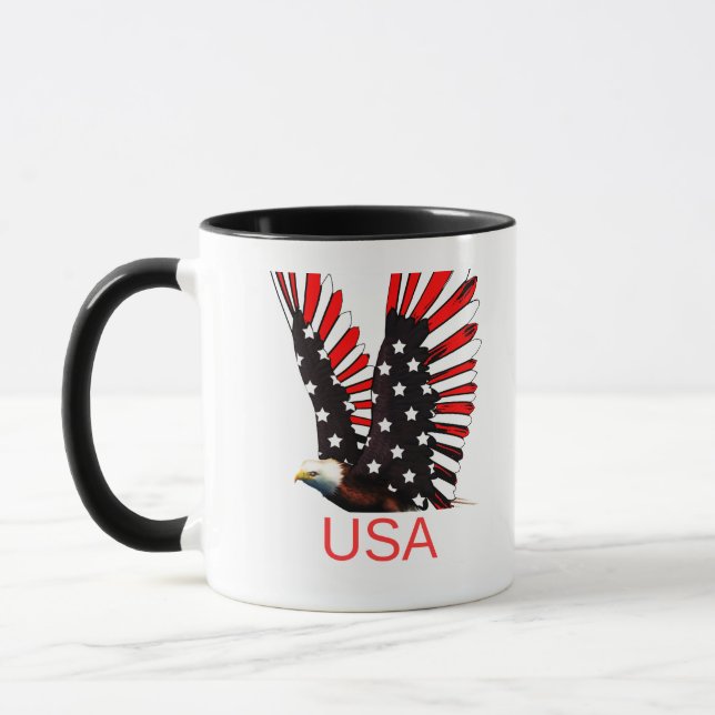 Mug Patriotic Bald Eagle Flying Design (Gauche)