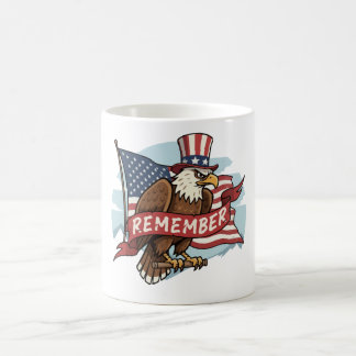 Mug Patriotic Eagle "Remember" American Flag Design