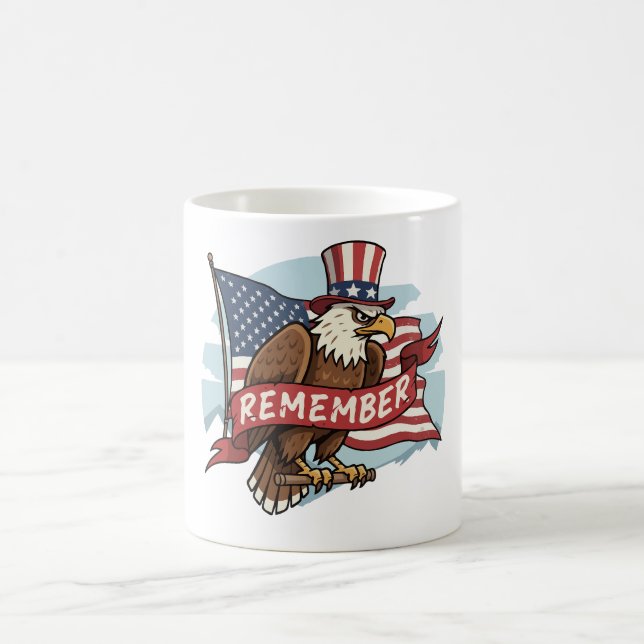 Mug Patriotic Eagle "Remember" American Flag Design (Centre)