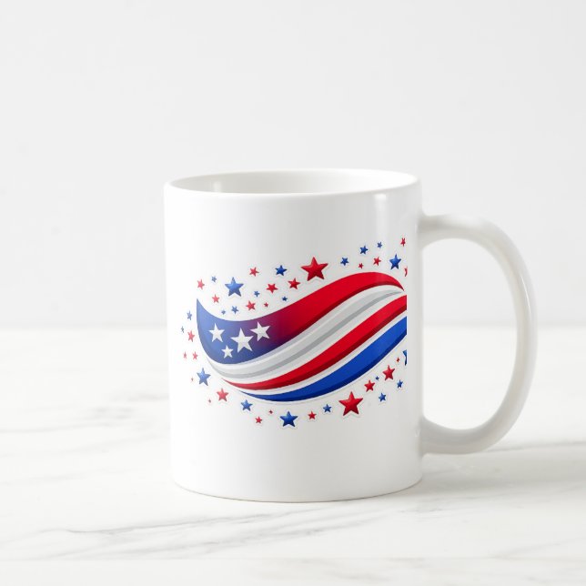 Mug Patriotic Wavy American Flag with Stars | Red Whit (Droite)