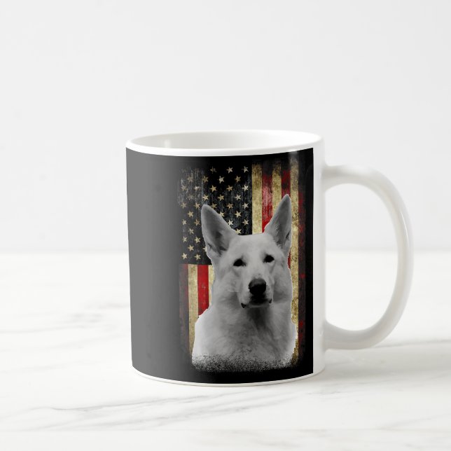 Mug Patriotic White German Shepherd Flag American Usa  (Droite)