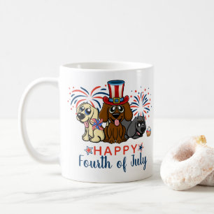 Mug Patriotique 4 juillet Chiens Feu d'artifice