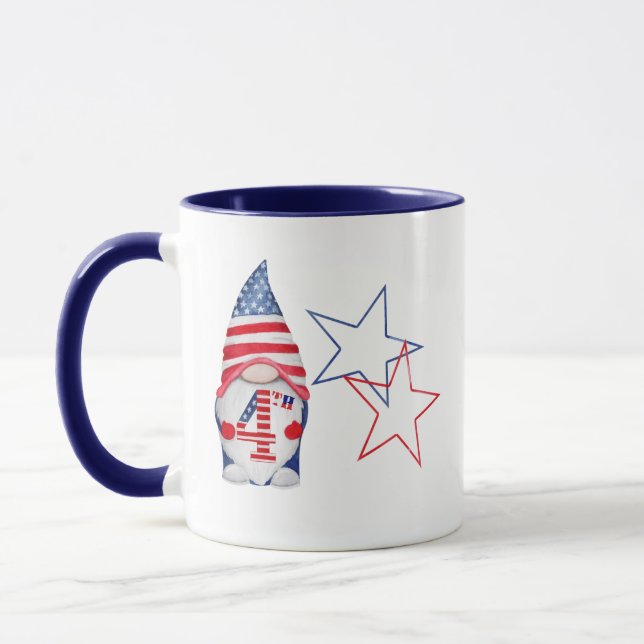 Mug Patriotique American Gnome USA rouge, blanc et ble (Gauche)