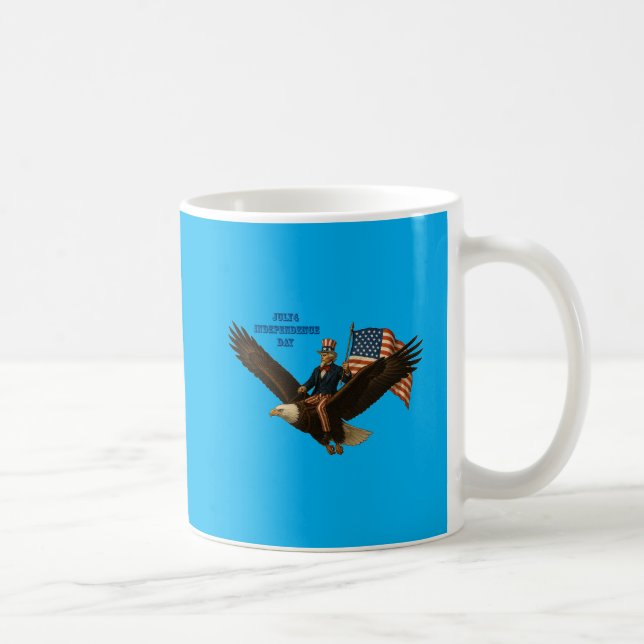 Mug Patriotique Juillet 4 Oncle Sam Riding a Bald Eagl (Droite)