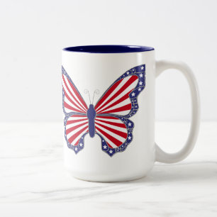 Mug Patriotique Rouge Blanc Et Bleu Papillon