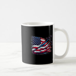 Mug Patriotique Rouge Bleu Bleu Usa Drapeau Jets 4e