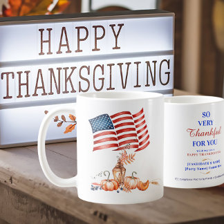 Mug Patriotique Thanksgiving Merci de campagne élector
