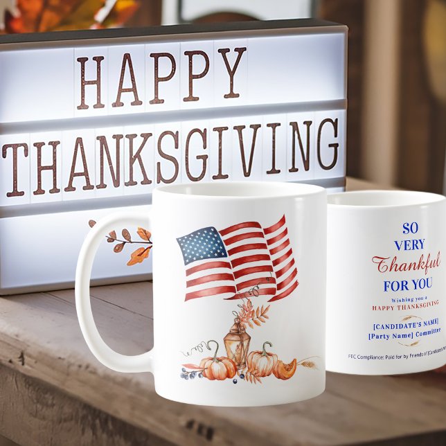 Mug Patriotique Thanksgiving Merci de campagne élector (Patriotic Thanksgiving Election Campaign Thank You Coffee Mug)
