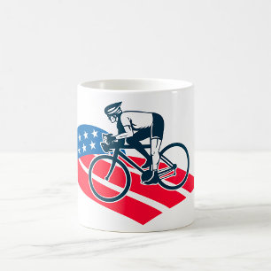 Mug Patriotique USA Cyclisme Américain Drapeau Vélo Ri