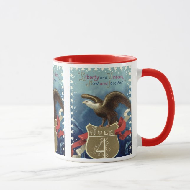 Mug Patriotique vintage 4 juillet, Aigle aux étoiles (Droite)