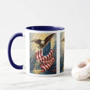 Mug Patriotisme Vintage, Drapeau américain aigle patri