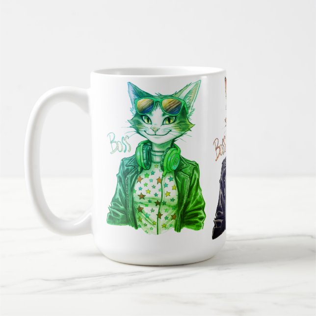 Mug Patron Chat Cool - Idée Cadeau Drôle pour Amateur  (Gauche)