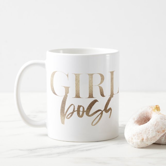 Mug Patron de fille | Or jaune | Moderne puissant (Avec donut)