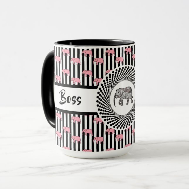 Mug Patron Lady Pink Elephants Ringer 15oz (Devant gauche)