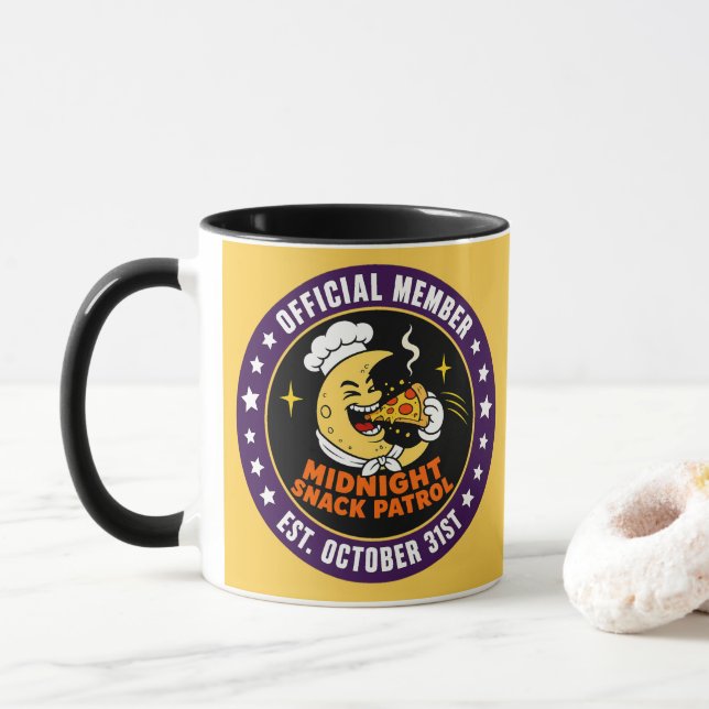 Mug Patrouille de Snack de Minuit Rétro Halloween  (Avec donut)