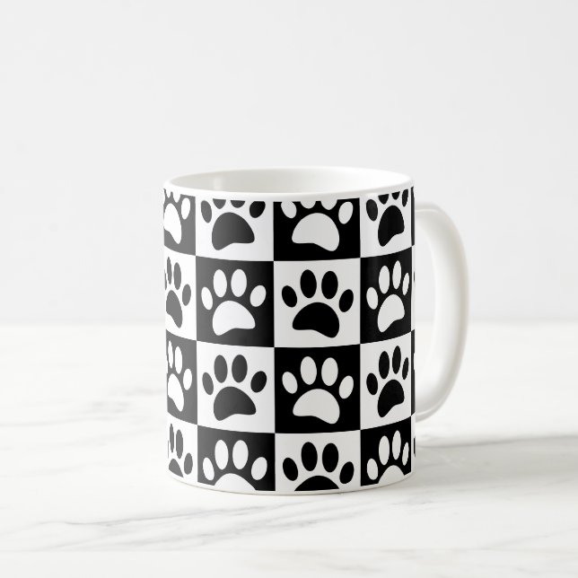 Mug Patrouilles De Chien Noir Et Blanc En Carré Person (Devant droit)