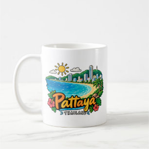 Mug Pattaya Thaïlande Art de voyage Dessin à la main M