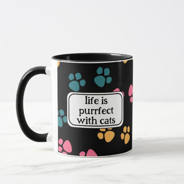 Mug Patte de chat noir drôle mignon (Gauche)
