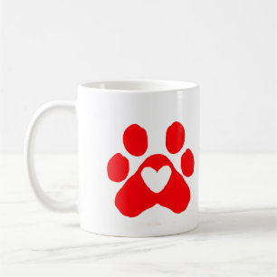 Mug Patte de chien cœur rouge animal familier ajouter