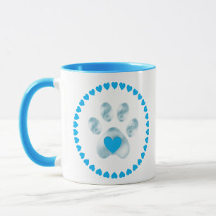 Mug Patte de compagnie bleu clair mignonne avec des co