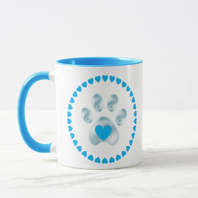 Mug Patte de compagnie bleu clair mignonne avec des co (Gauche)