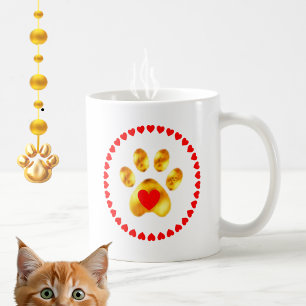 Mug Patte dorée élégante avec des cœurs