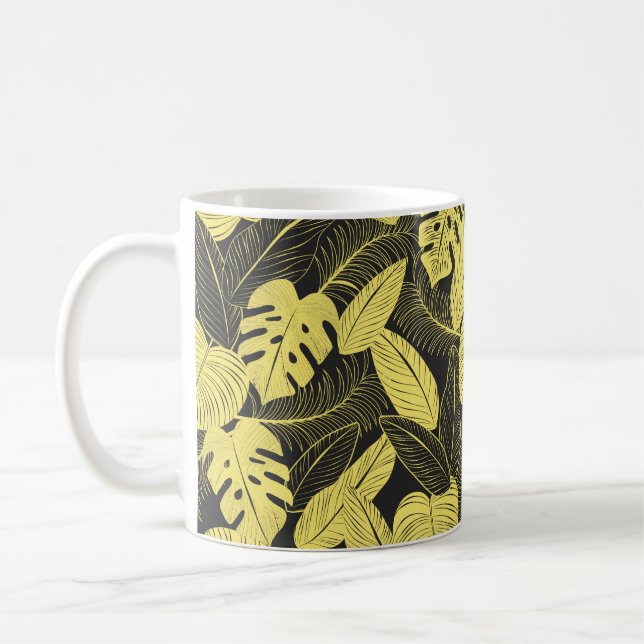 Mug Patte Tropicale Noir Jaune Deux Tons (Gauche)