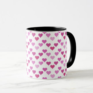 Mug Pattern of Hearts Stylish Modern White Pink Chic