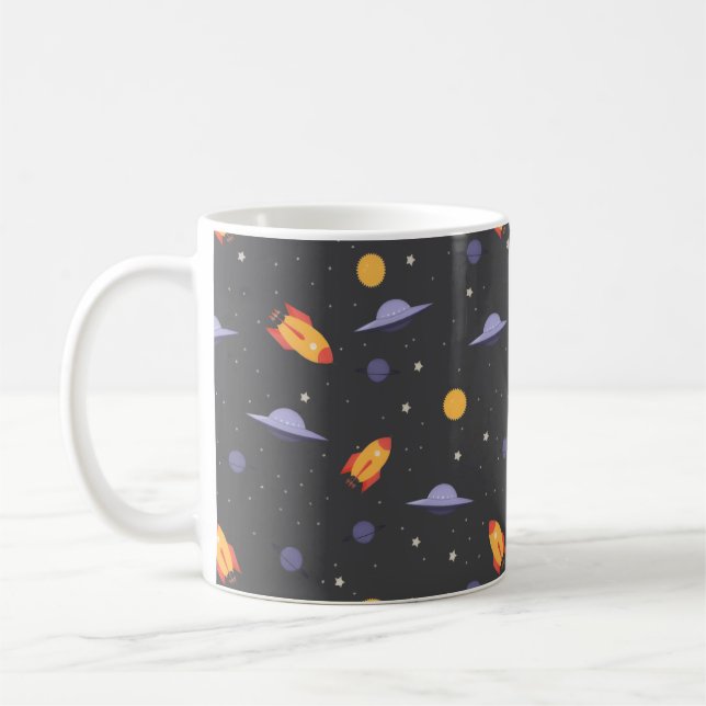 Mug Pattern space ufo orange gray (Gauche)