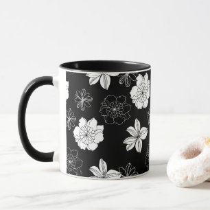 Mug Patters de Black & White Floral